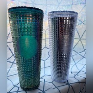 Starbucks Green and Silver Iridescent Tumbler Set